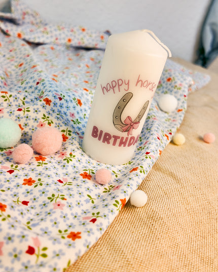 Kerze mit Pferdemotiv “Happy Horse Girl Birthday”
