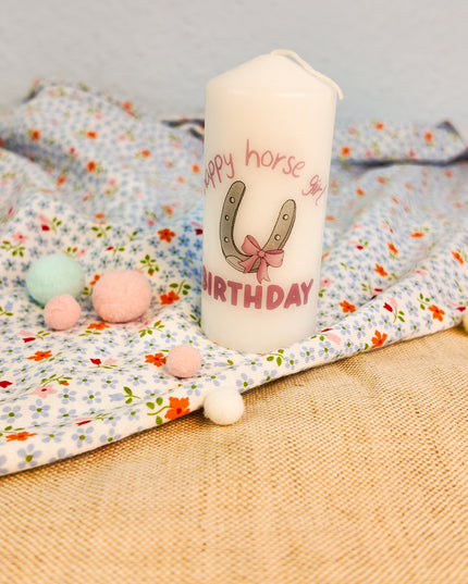 Kerze mit Pferdemotiv “Happy Horse Girl Birthday”