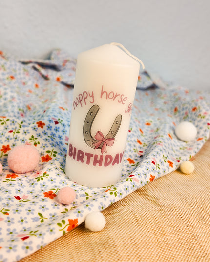 Kerze mit Pferdemotiv “Happy Horse Girl Birthday”