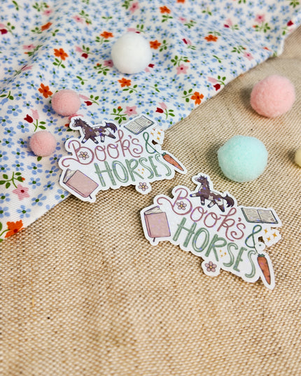Glitzer-Sticker mit Pferdemotiv "Books & Horses"