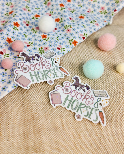 Glitzer-Sticker mit Pferdemotiv "Books & Horses"