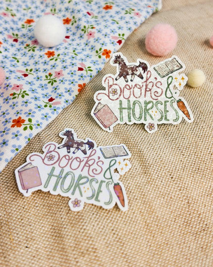 Glitzer-Sticker mit Pferdemotiv "Books & Horses"
