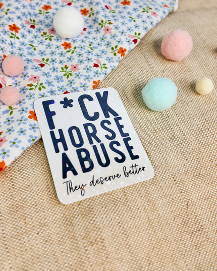 Glitzer-Sticker mit Pferdemotiv "F*ck Horse Abuse"