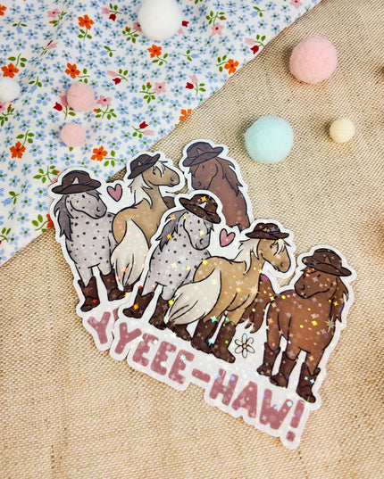 Glitzer-Sticker mit Pferdemotiv "Yee-Haw"