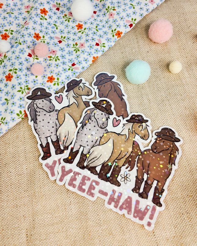 Glitzer-Sticker mit Pferdemotiv "Yee-Haw"