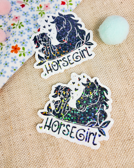 Glitzer-Sticker mit Pferdemotiv "Horsegirl"