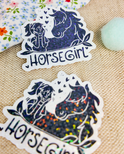 Glitzer-Sticker mit Pferdemotiv "Horsegirl"
