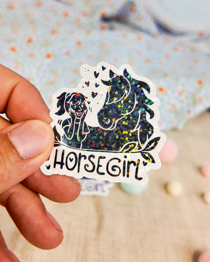 Glitzer-Sticker mit Pferdemotiv "Horsegirl"