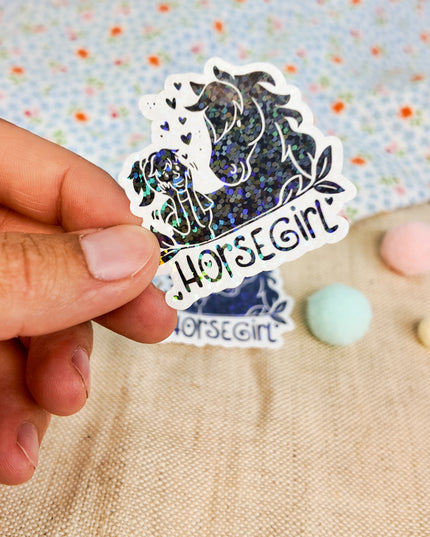 Glitzer-Sticker mit Pferdemotiv "Horsegirl"