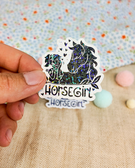 Glitzer-Sticker mit Pferdemotiv "Horsegirl"