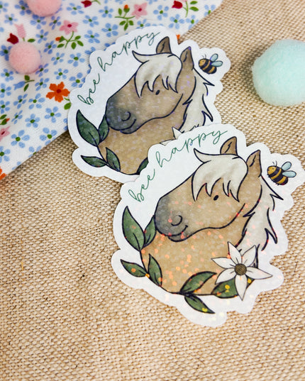 Glitzer-Sticker mit Pferdemotiv "Bee Happy"