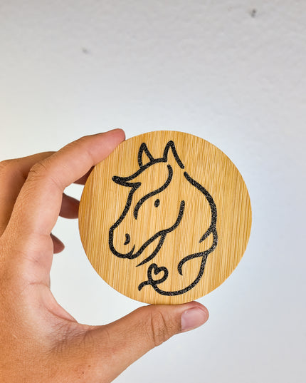 Untersetzer mit Pferdemotiv aus Bambus "Ponyherz"