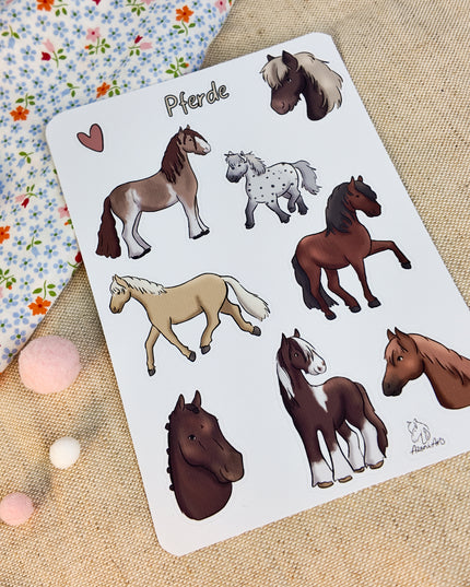 Stickerbogen mit Pferdemotiv "Pferderassen"
