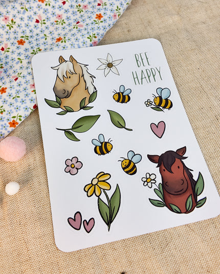 Stickerbogen mit Pferdemotiv "Bee happy"