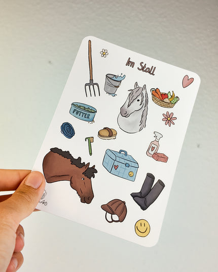 Stickerbogen mit Pferdemotiv "Im Stall"