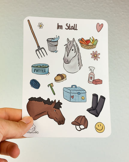 Stickerbogen mit Pferdemotiv "Im Stall"
