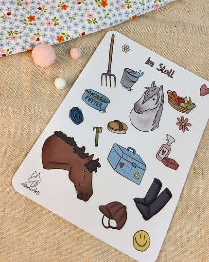 Stickerbogen mit Pferdemotiv "Im Stall"