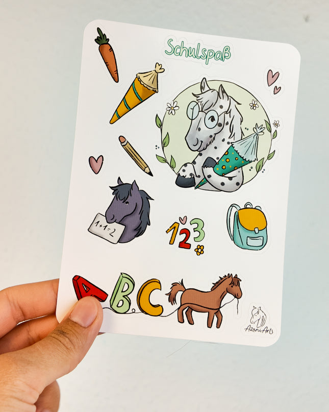 Stickerbogen mit Pferdemotiv "Schulspaß"