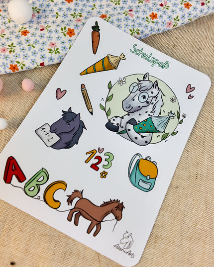 Stickerbogen mit Pferdemotiv "Schulspaß"