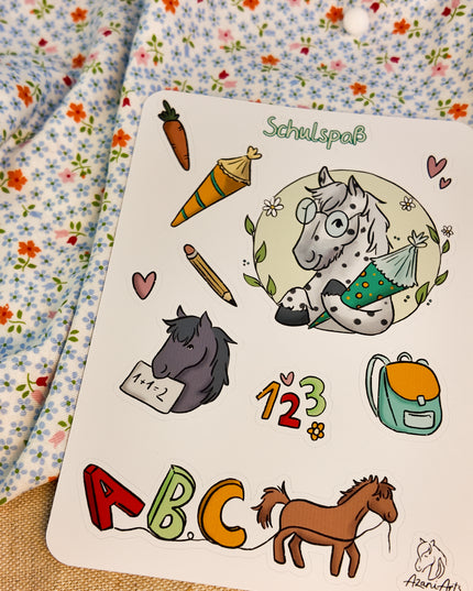 Stickerbogen mit Pferdemotiv "Schulspaß"