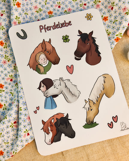 Stickerbogen mit Pferdemotiv "Pferdeliebe"