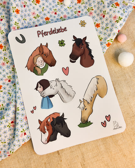 Stickerbogen mit Pferdemotiv "Pferdeliebe"