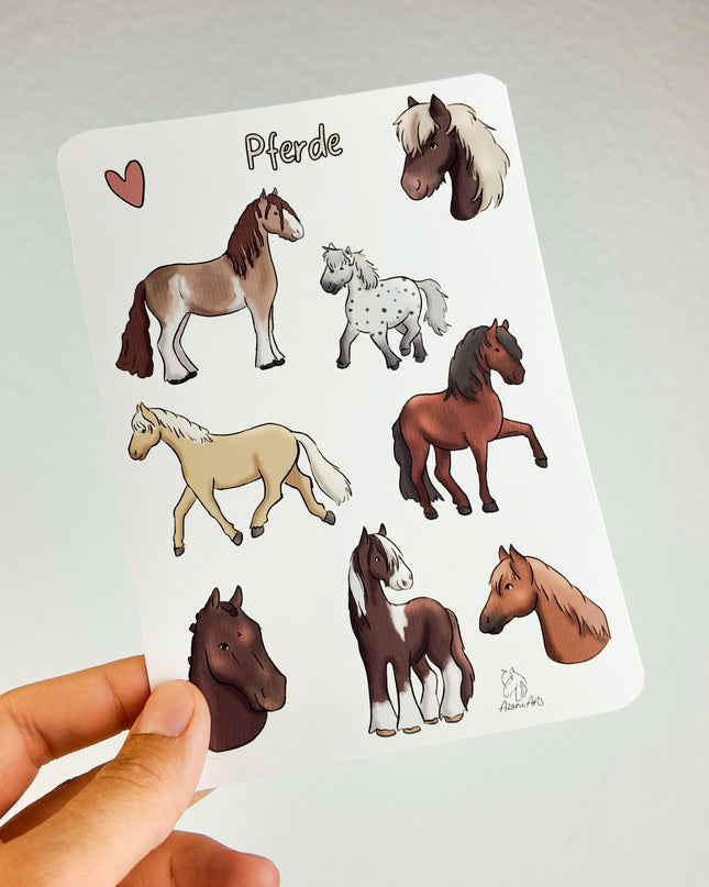 Stickerbogen mit Pferdemotiv "Pferderassen"