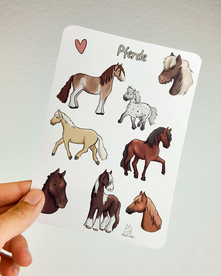 Stickerbogen mit Pferdemotiv "Pferderassen"